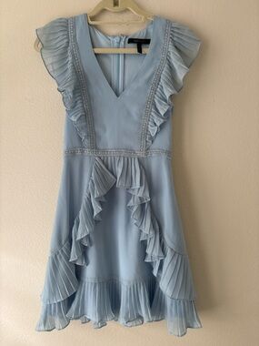 BCBGMaxAzria Pale Blue V-Neck Dress